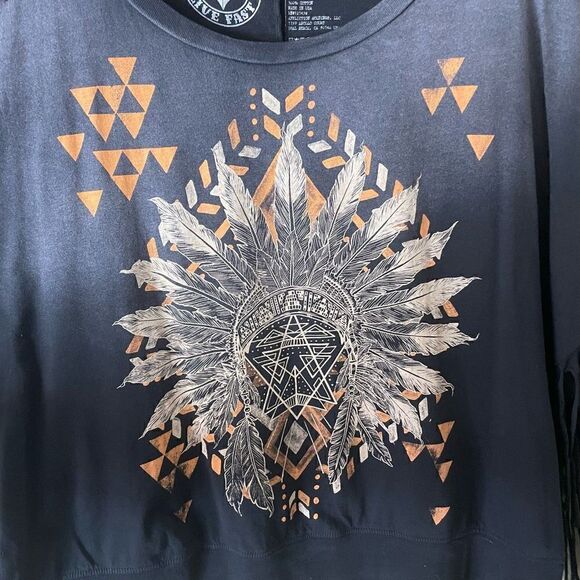 Affliction Women’s XL Damen Pullover Trailhead Fringe Shirt Top Long Sleeve - Picture 4 of 5